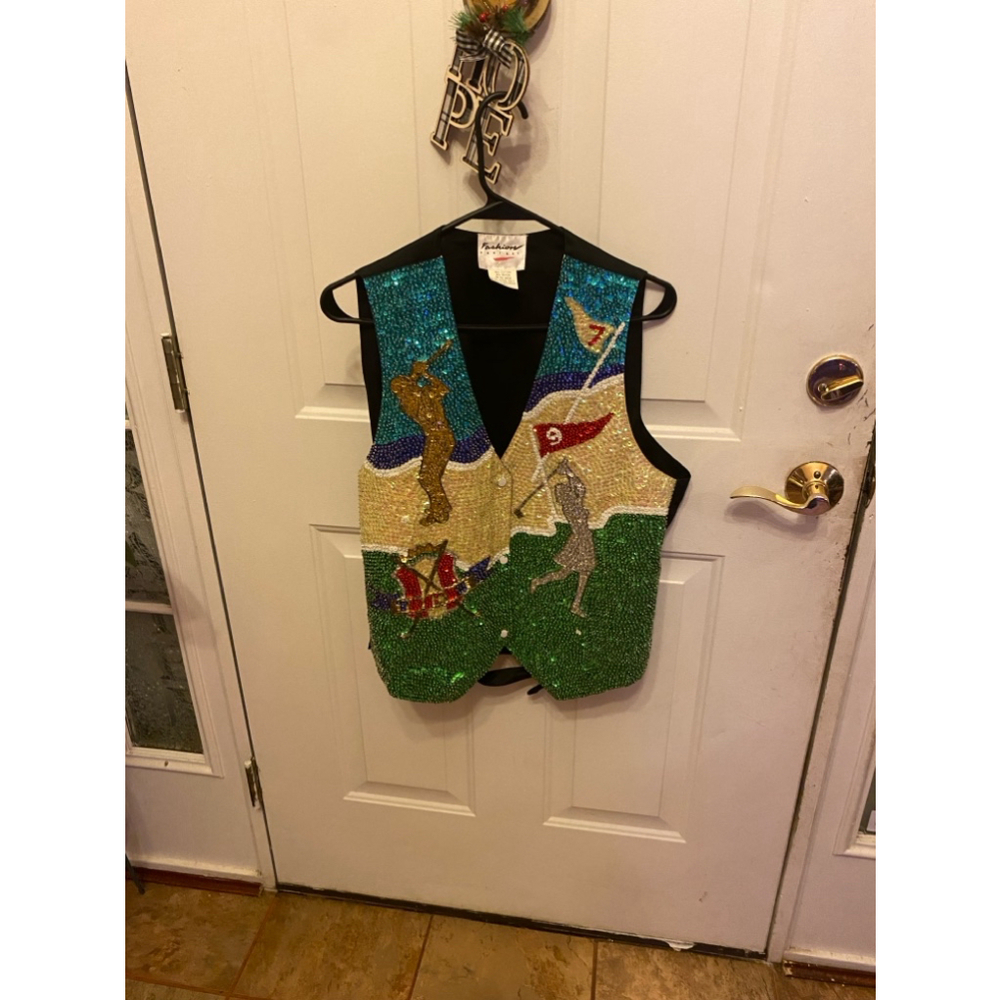 Fashion Fantasy Tee off time sequin golf vest size XL